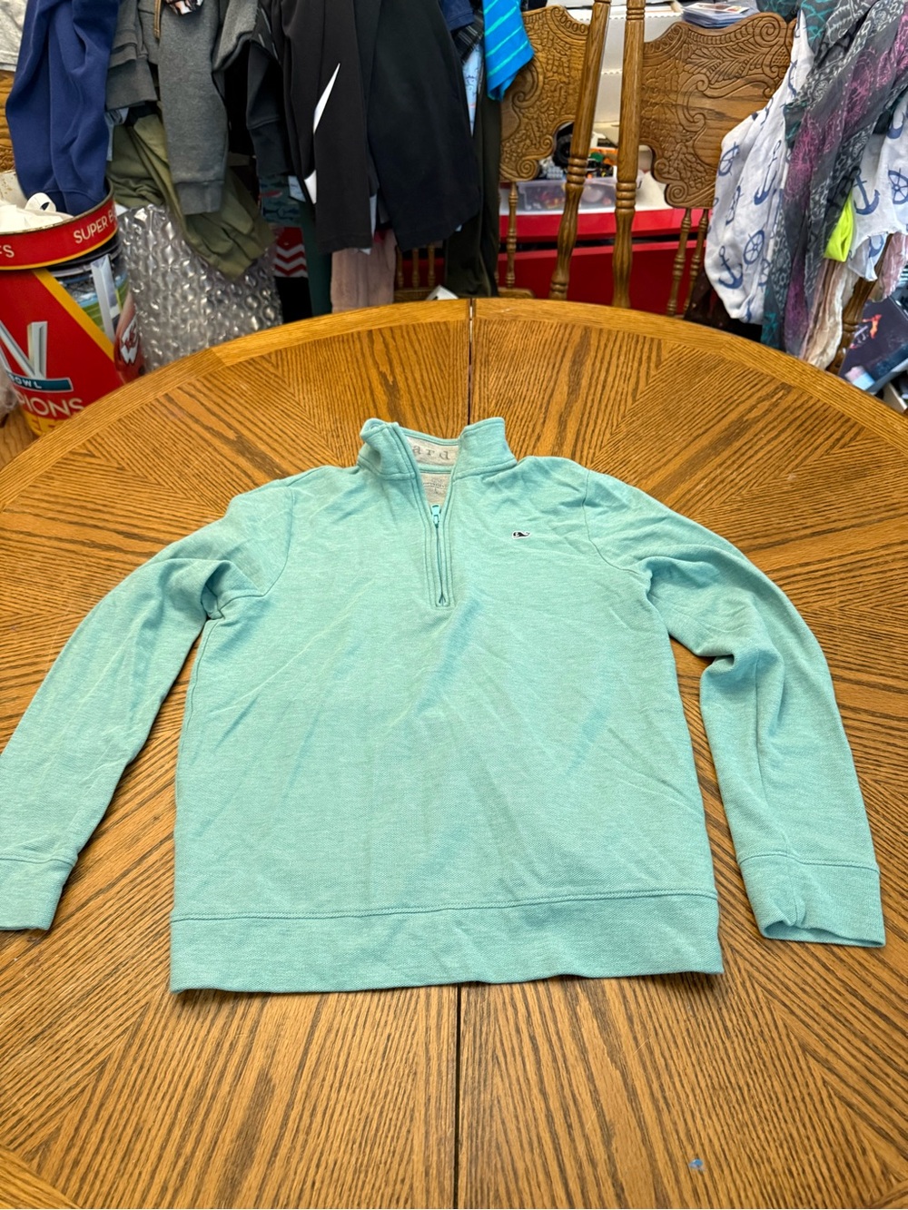 Vineyard Vines Kids Light Aqua Quarter-Zip Pullover